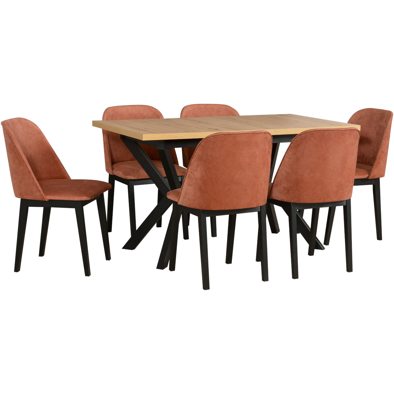 Table IKON 4 artisan laminate / black + chairs MONTI 1 (6 pcs.) black / 19B