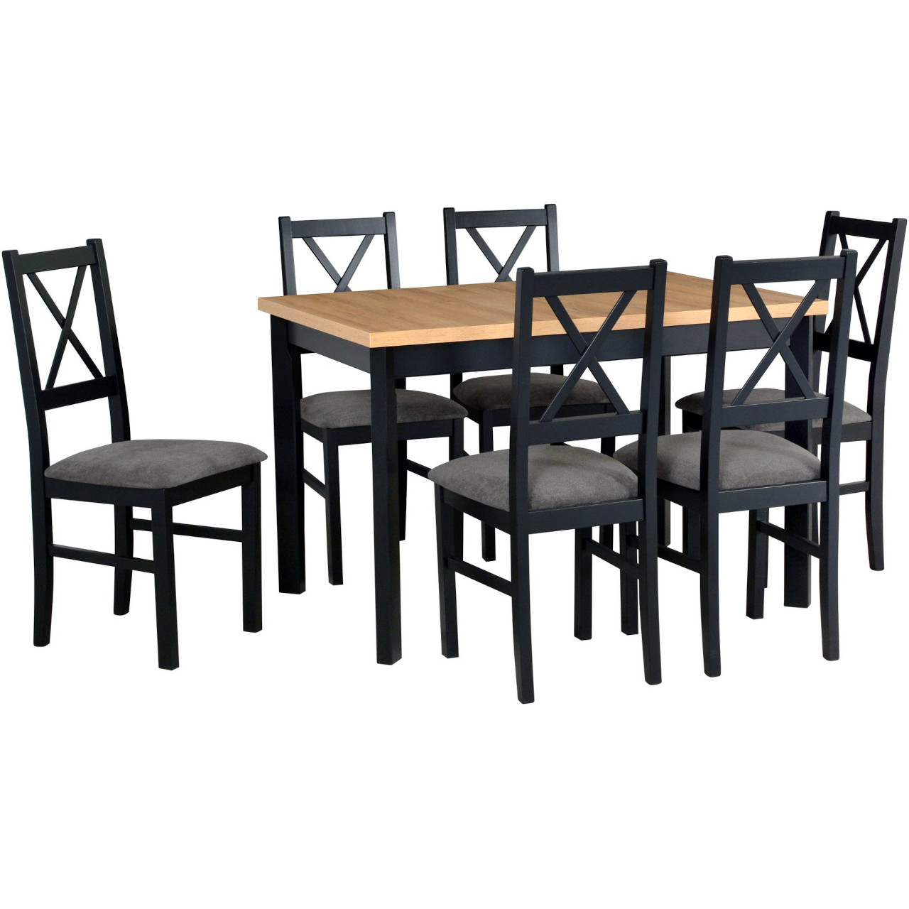Table MAX 5 P grandson laminate / black + chairs NILO 10 (6 pcs.) black / 15B