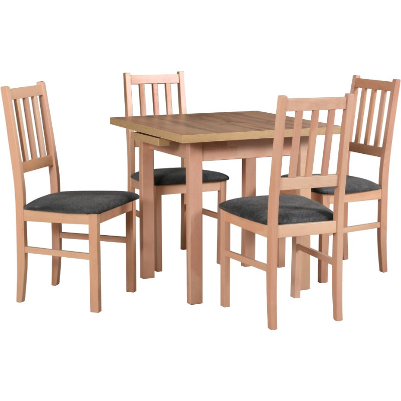 Table MAX 7 wotan laminate / beech + chairs BOS 4 (4 pcs.) beech / 16B