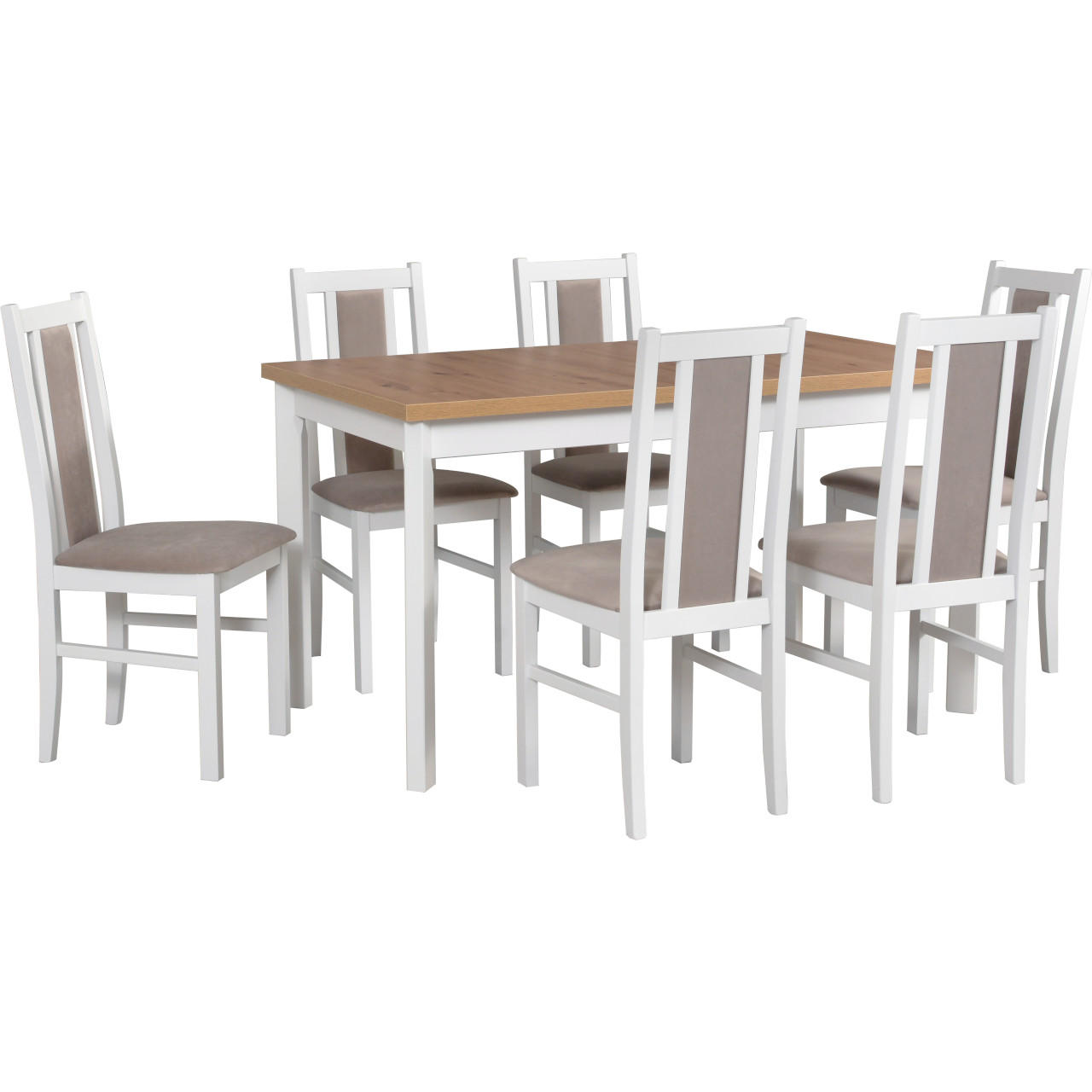 Table MODENA 1 P artisan laminate + chairs BOS 14 (6 pcs.) white / 3B