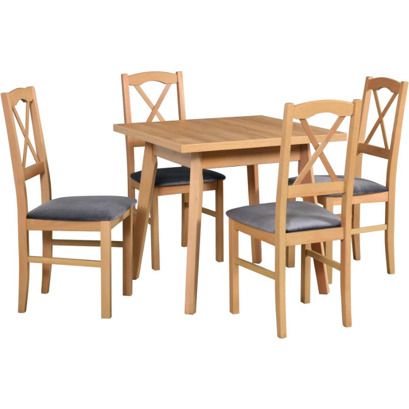 Table OSLO 1 L grandson laminate + chairs NILO 11 (4 pcs.) grandson / 1B