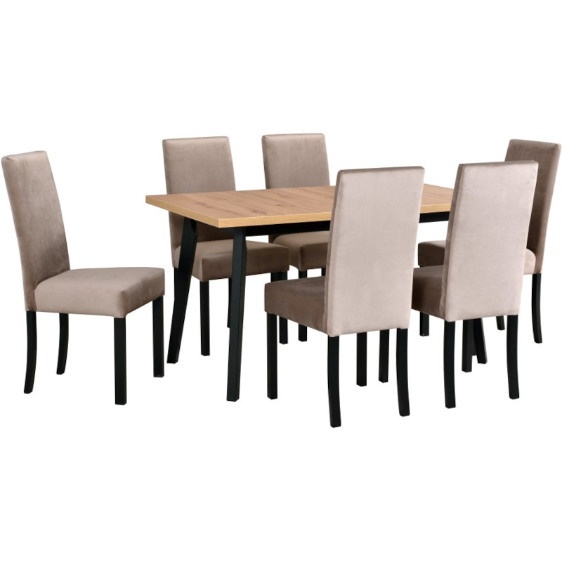 Table OSLO 5 artisan laminate + chairs ROMA 2 (6 pcs.) artisan / 27B