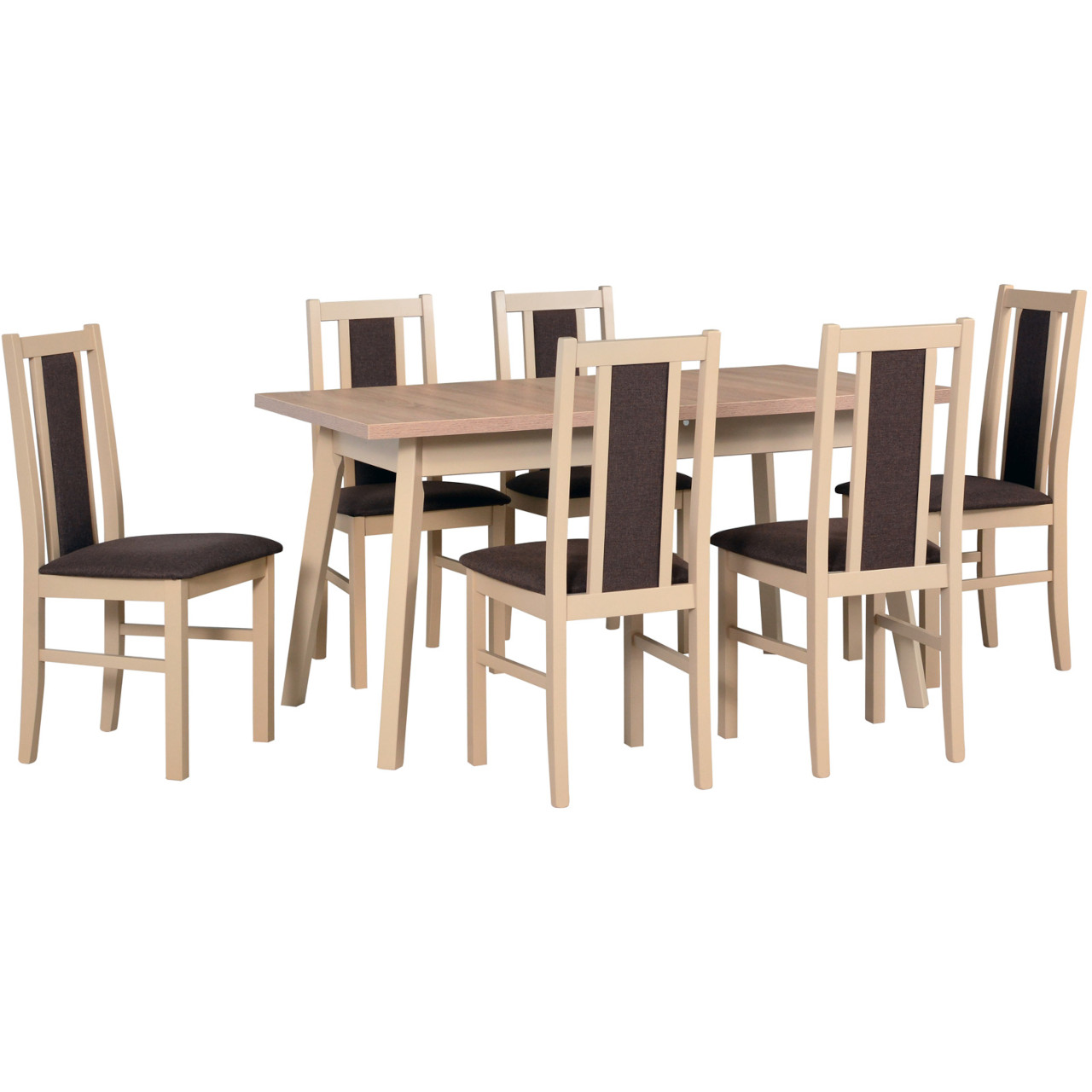 Table OSLO 5 sonoma laminate + chairs BOS 14 (6 pcs.) sonoma / 22B