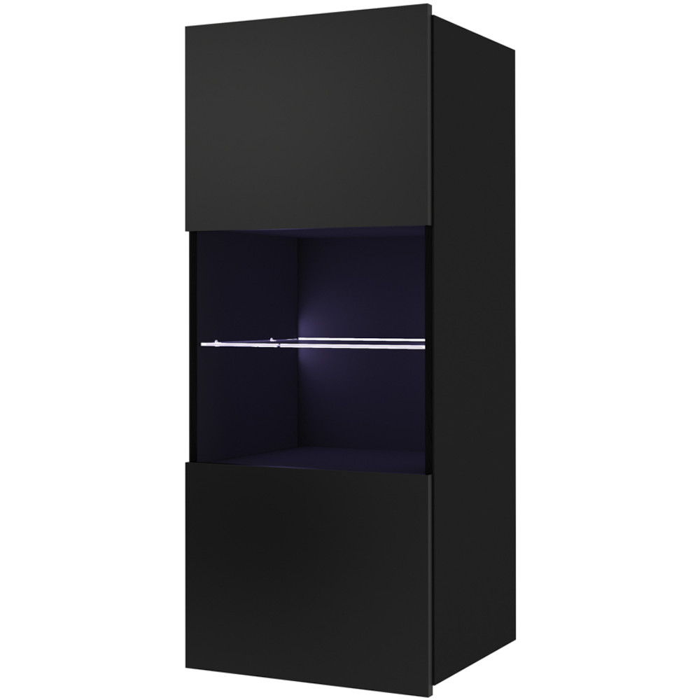 Wall display cabinet CALABRIA CL2 black / black gloss