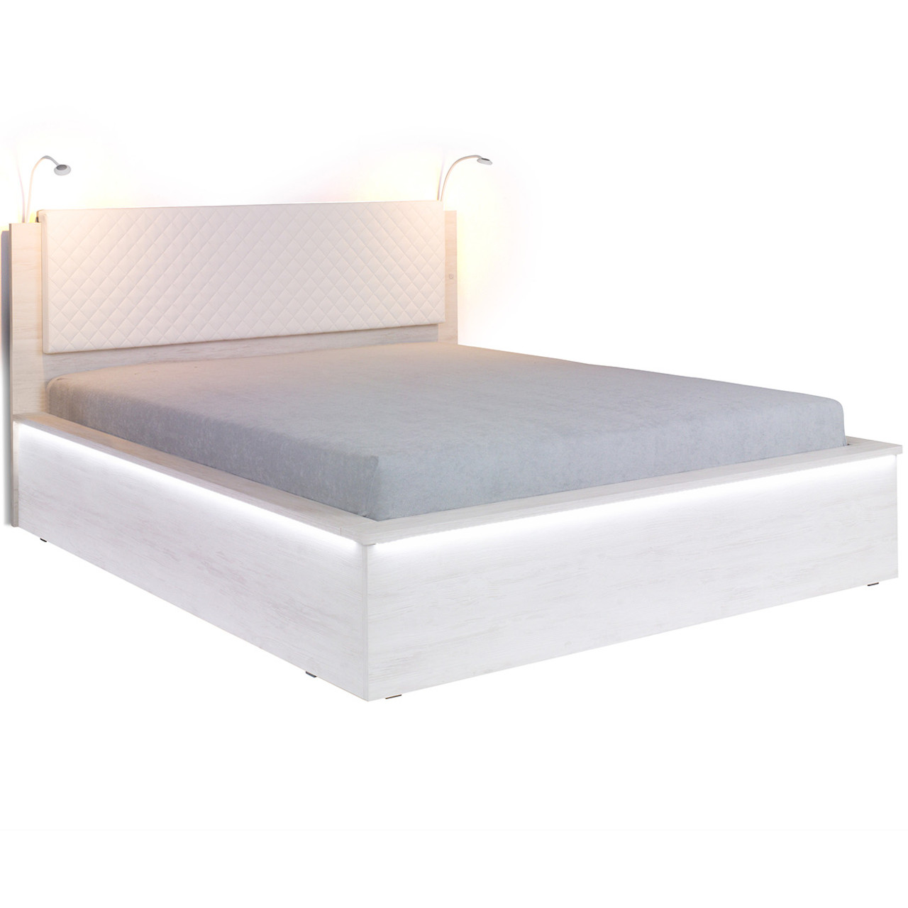 Bed 160x200 DENVER DV12 white oak / white quilting SALE