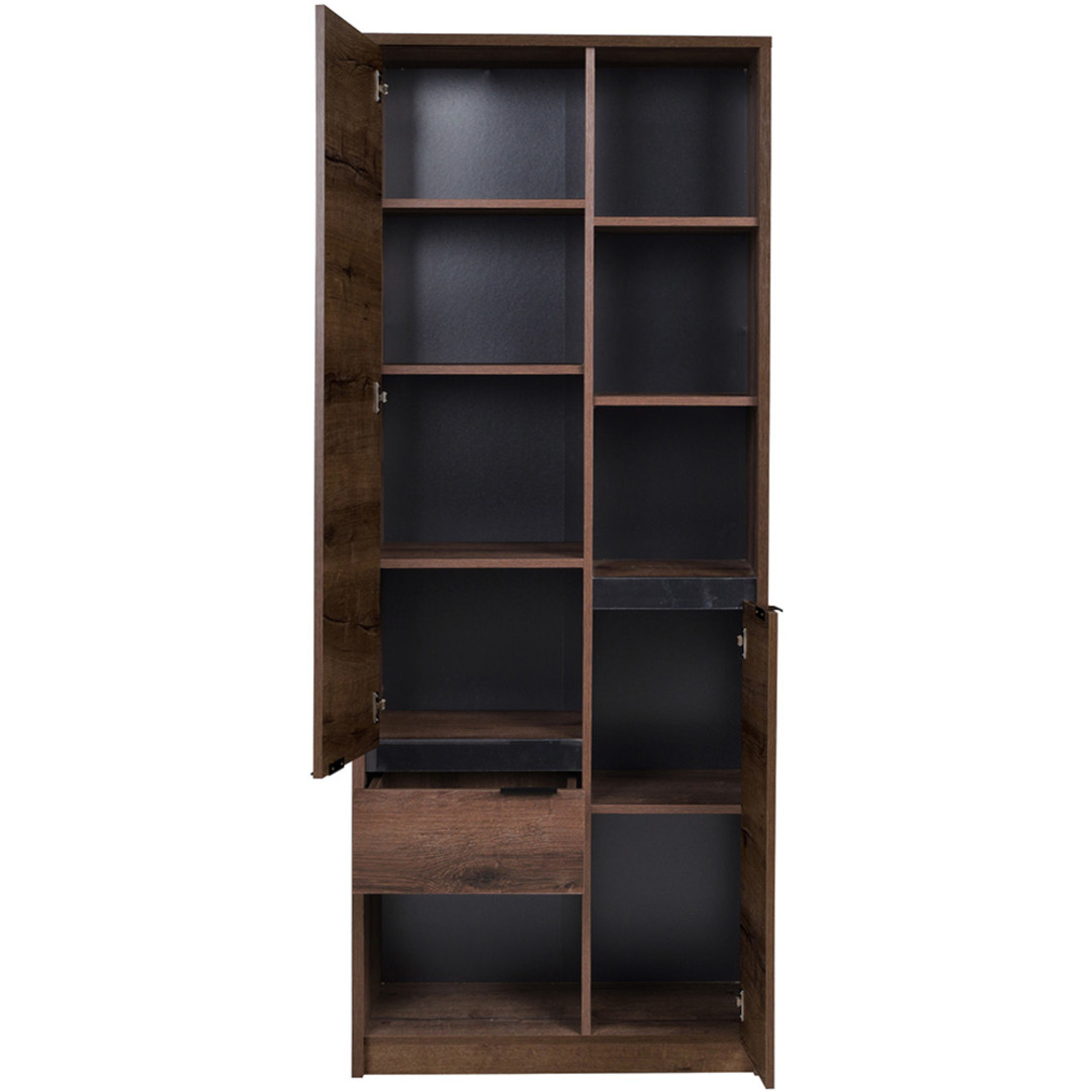 Bookcase DENVER DV03 monastery oak / black gloss