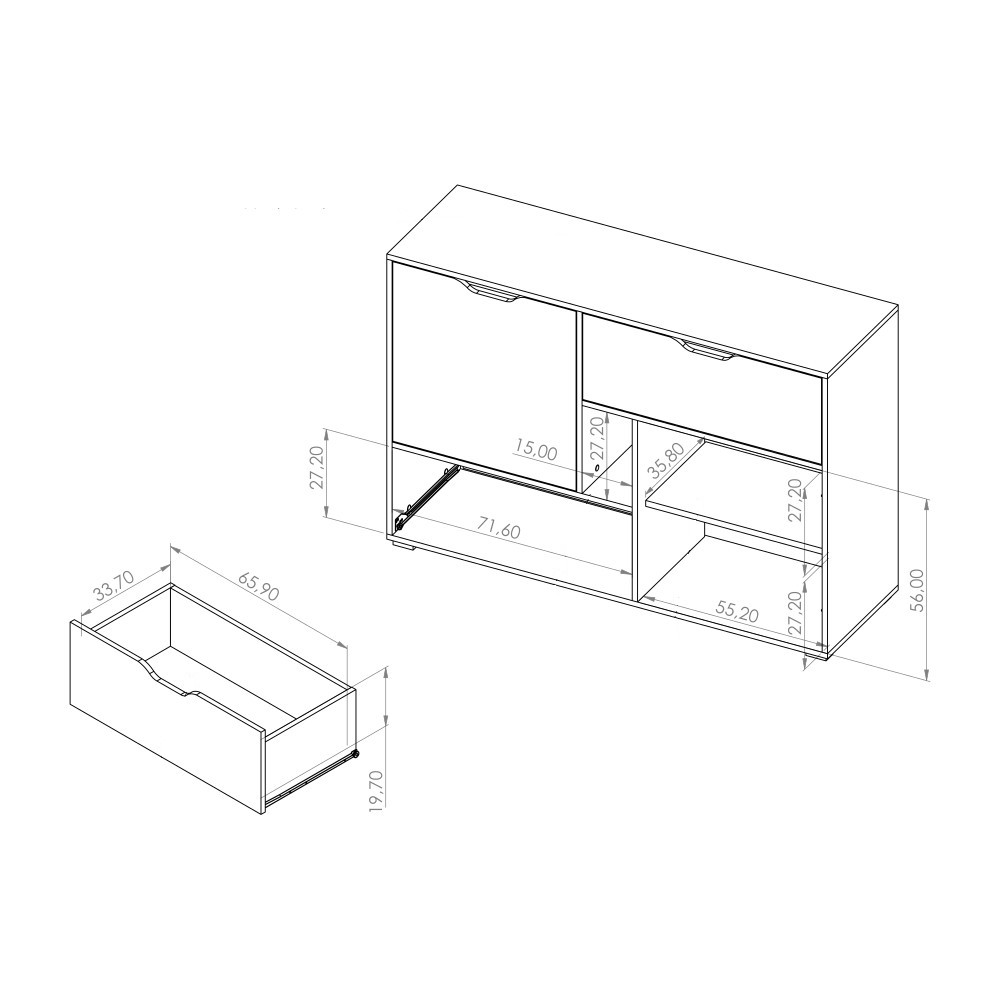 Storage Cabinet IWA IW02 graphite / white + artisan oak