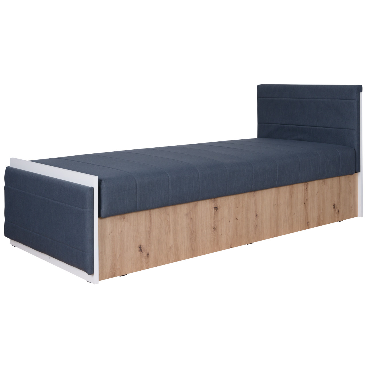 Bed with Storage 90x200 IWA IW06 white / artisan oak + avellino 801