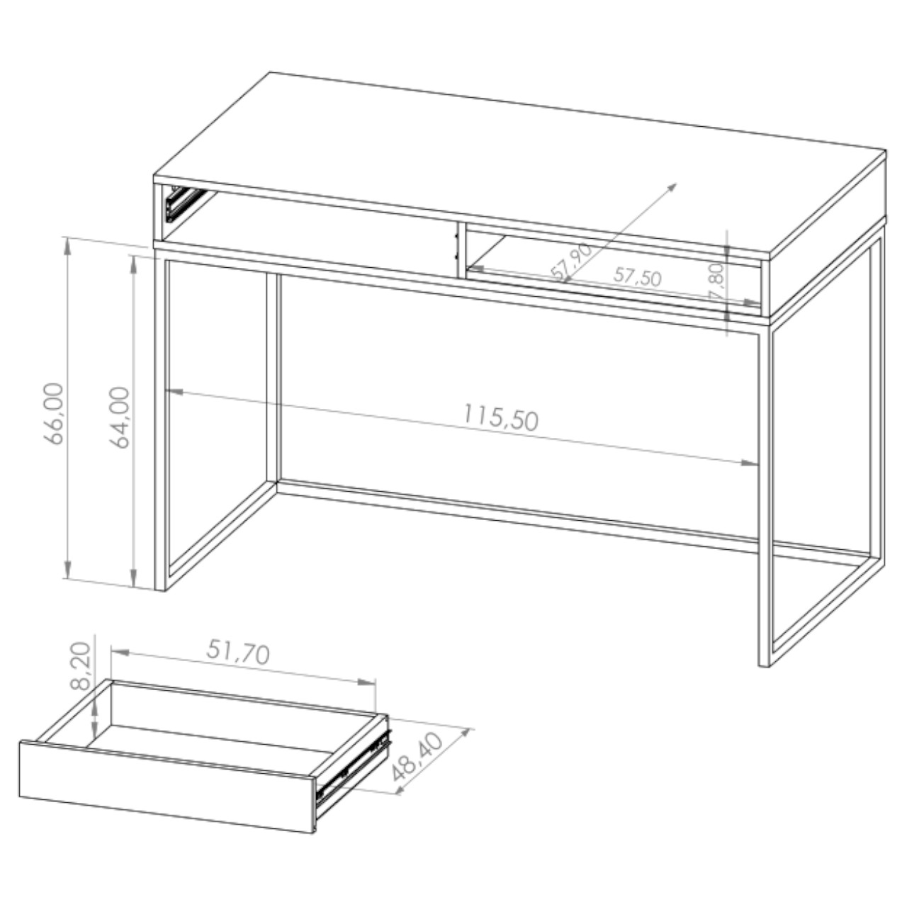 Desk OLIER OE01 white / artisan oak