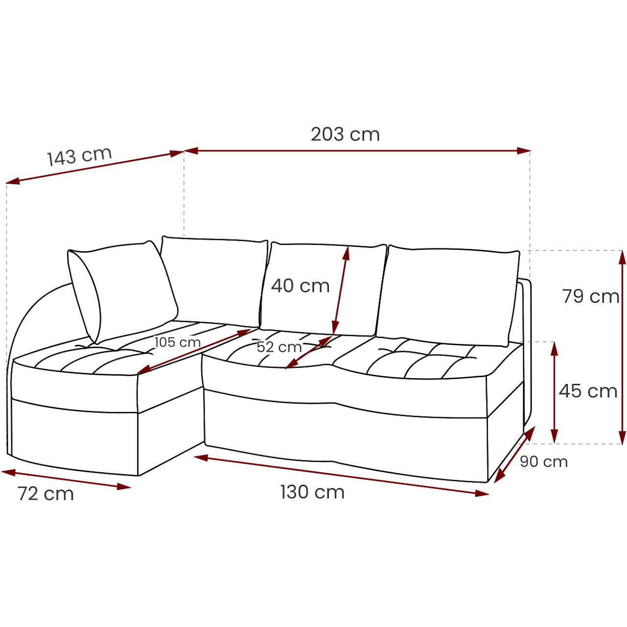 Corner sofa POKUS alcala 14 + neptun 04 left-hand