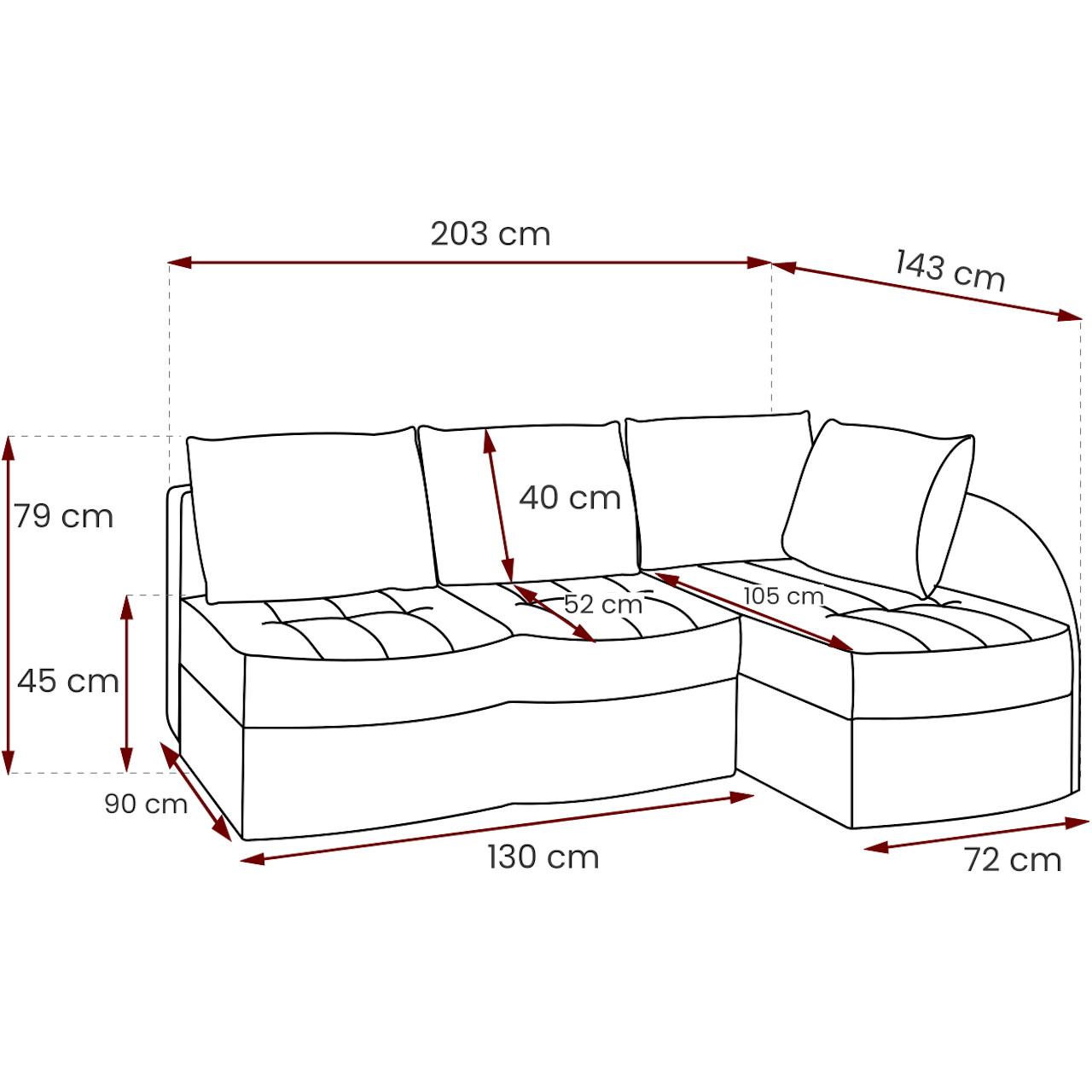 Corner sofa POKUS alcala 14 + neptun 04 right-hand