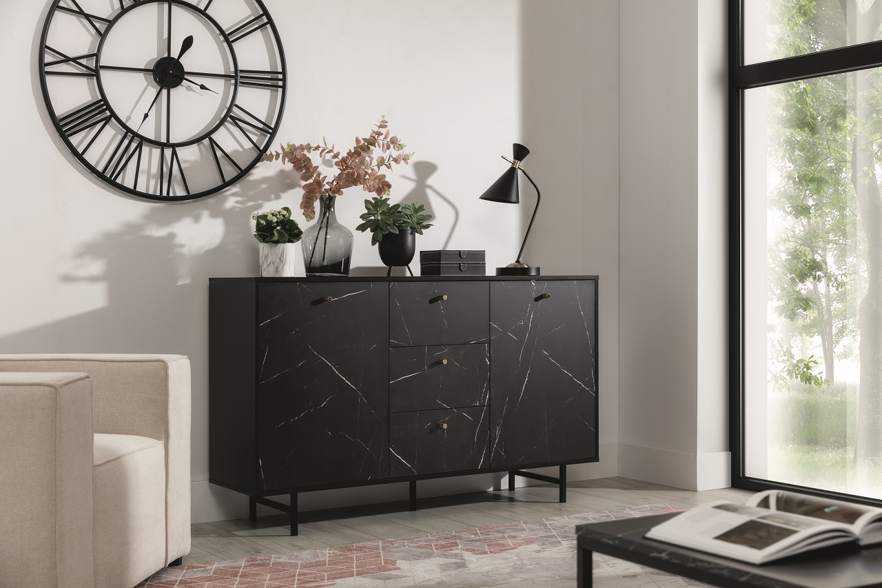 Storage cabinet VEROLI VR01 black / black marble