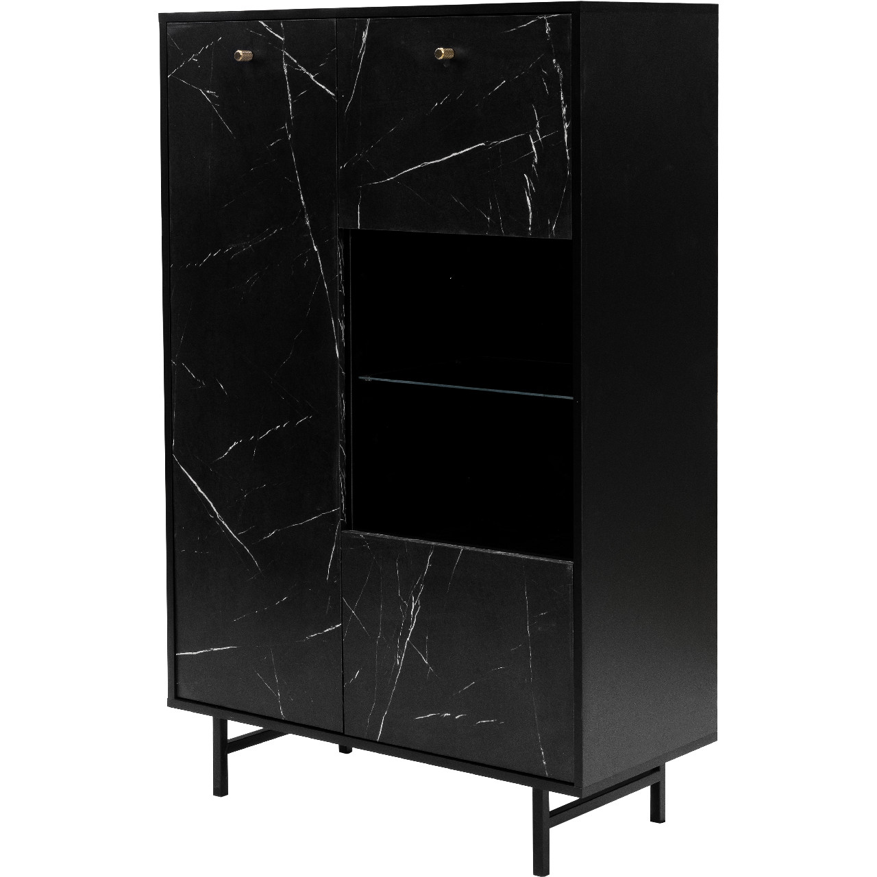 Display cabinet VEROLI VR05 black / black marble