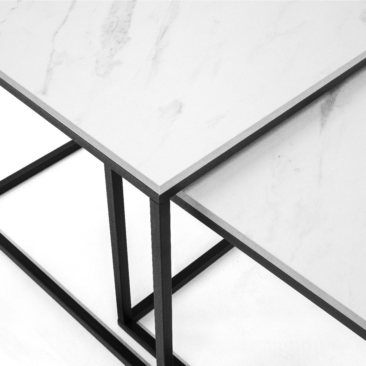 2 Piece Coffee Table Set VEROLI VR06 black / white marble