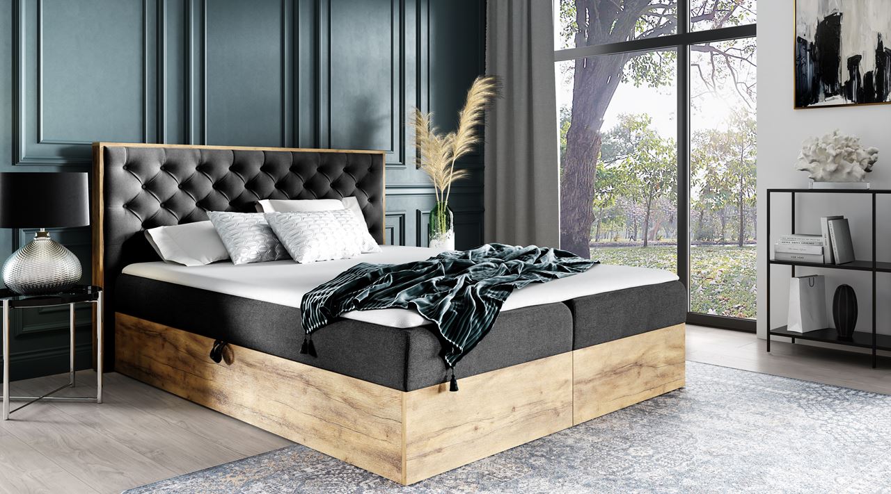 Upholstered bed GIRASOLE 200x200 czarny