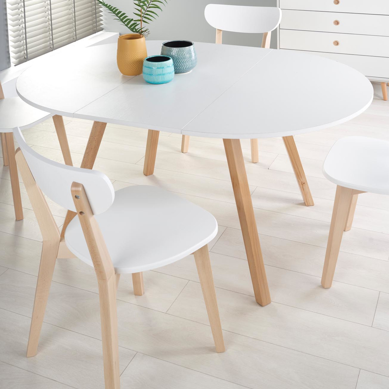 Extendable table RUBEN white / honey oak