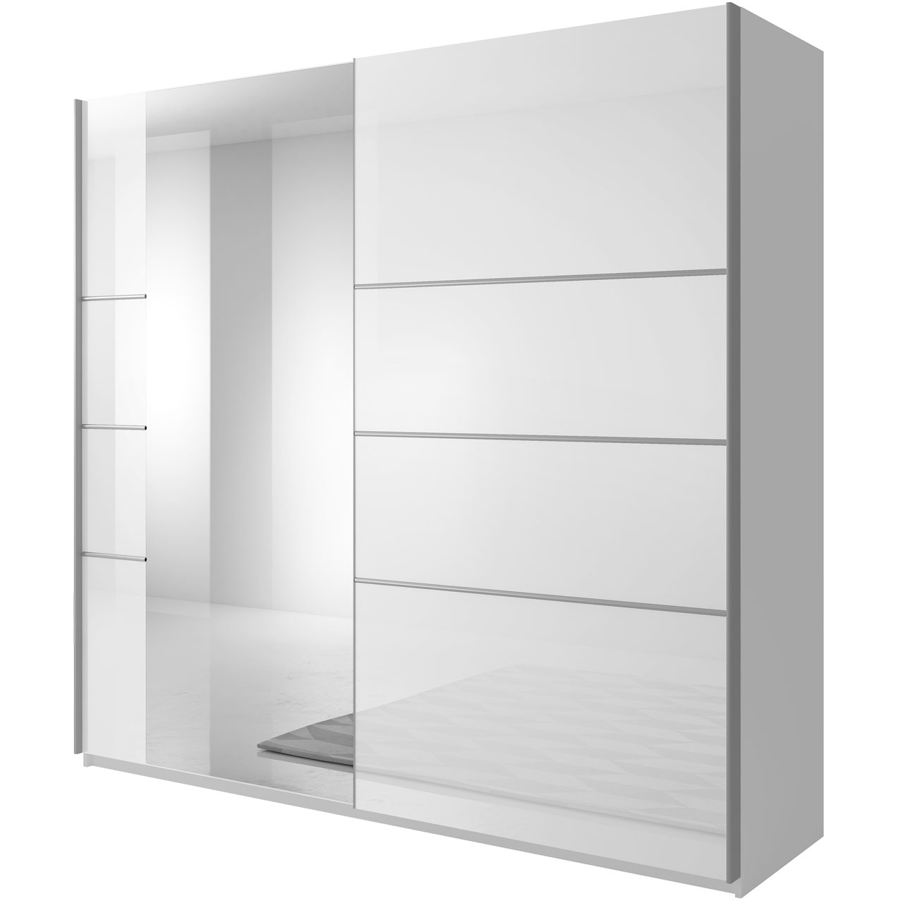 Sliding wardrobe with mirror BETA BE57 white gloss