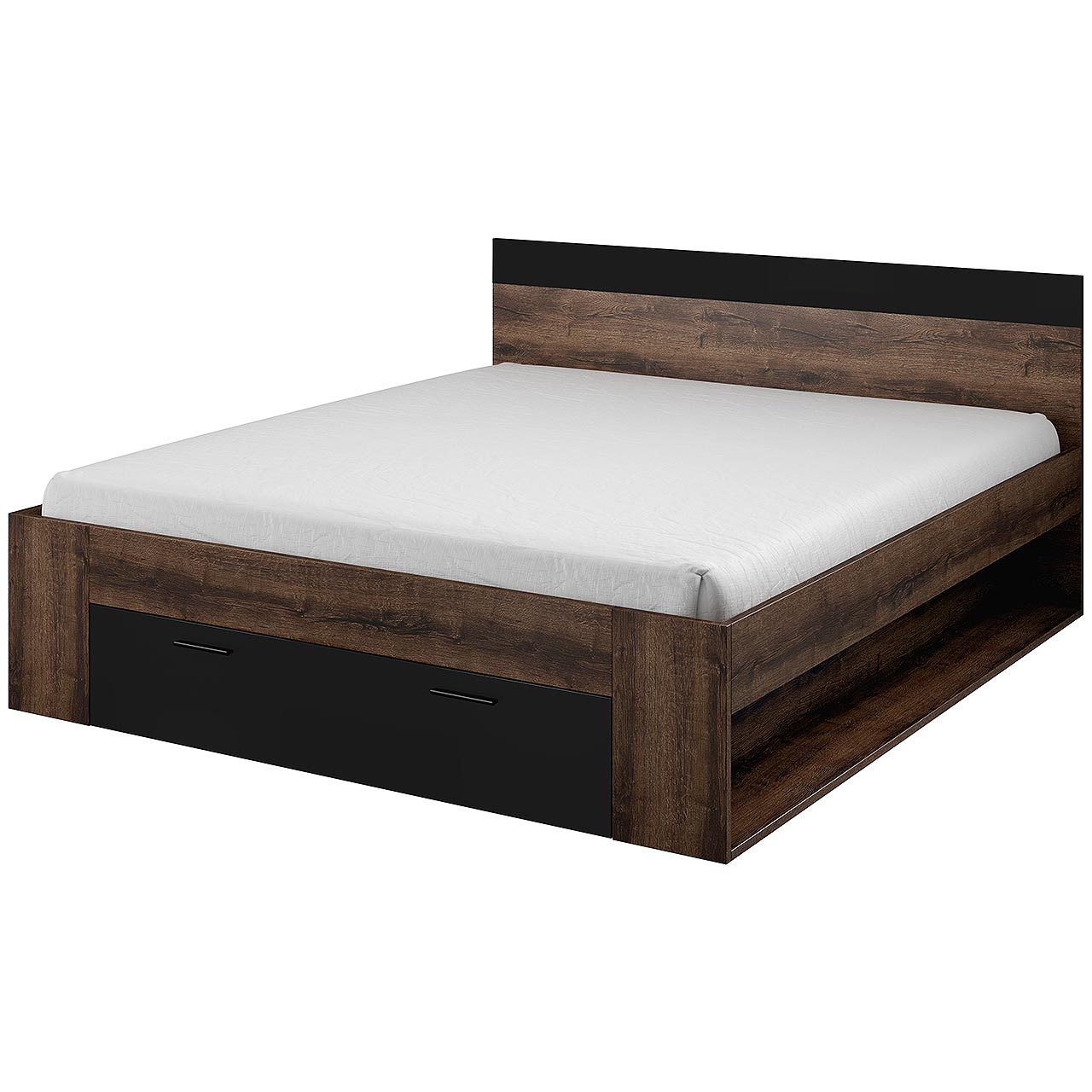Bed with drawers 160x200 BETA BE91 monastery oak / black