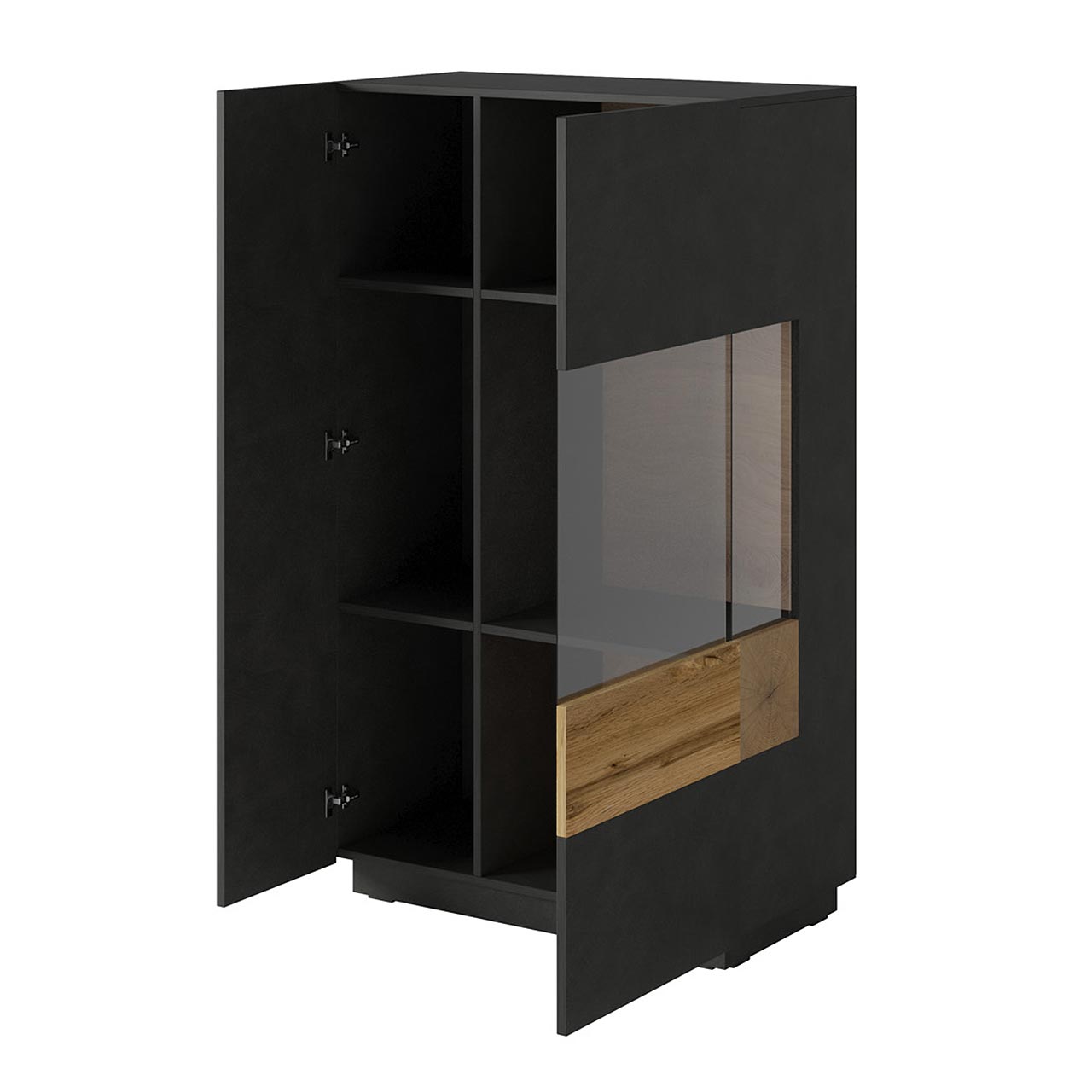 Storage cabinet SILKE SE44 white gloss / wotan oak