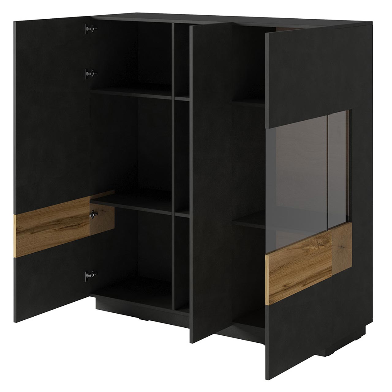 Storage cabinet SILKE SE46 white gloss / wotan oak