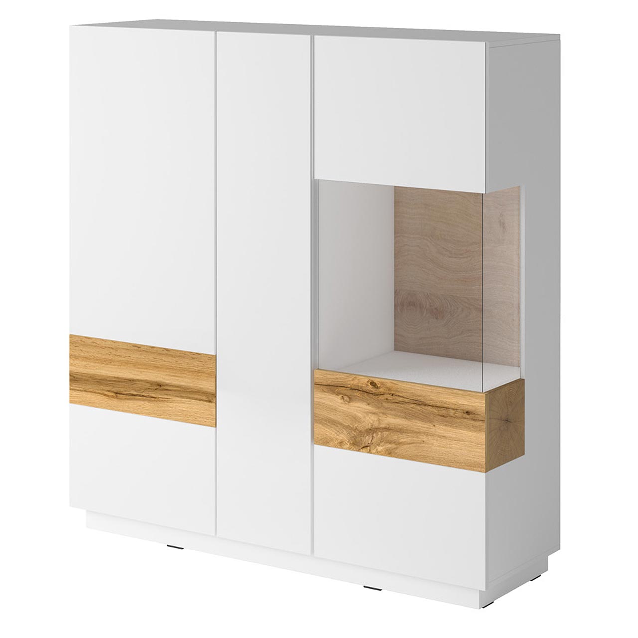 Storage cabinet SILKE SE46 white gloss / wotan oak