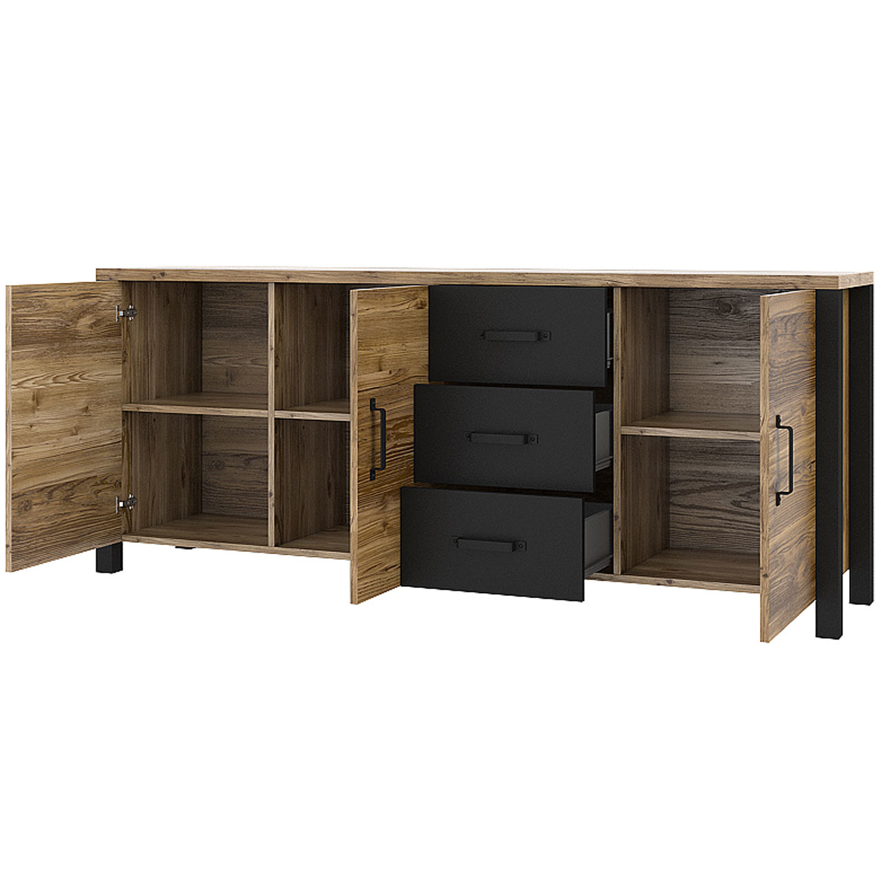 Storage cabinet OLIN OI47 appenzeller fichte / black