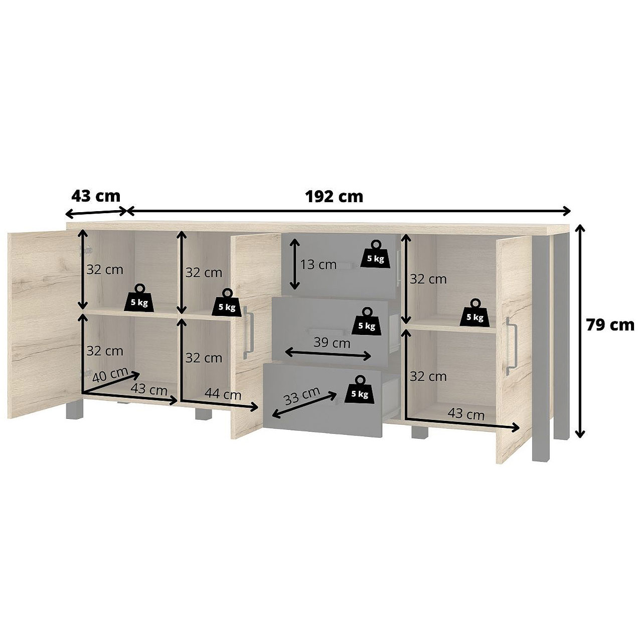 Storage cabinet OLIN OI47 appenzeller fichte / black