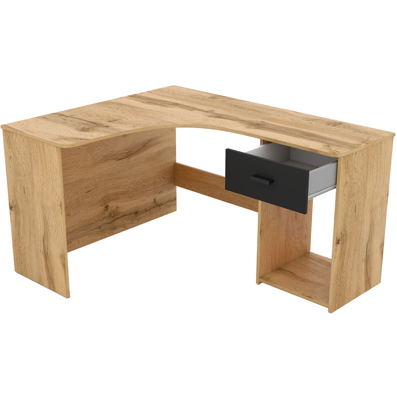 Corner desk CORNER 03 wotan oak / black