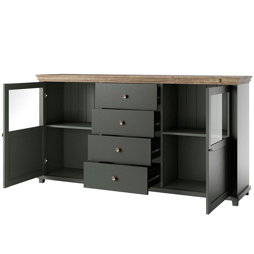 Storage cabinet TEVORA EV25 green / lefkas oak