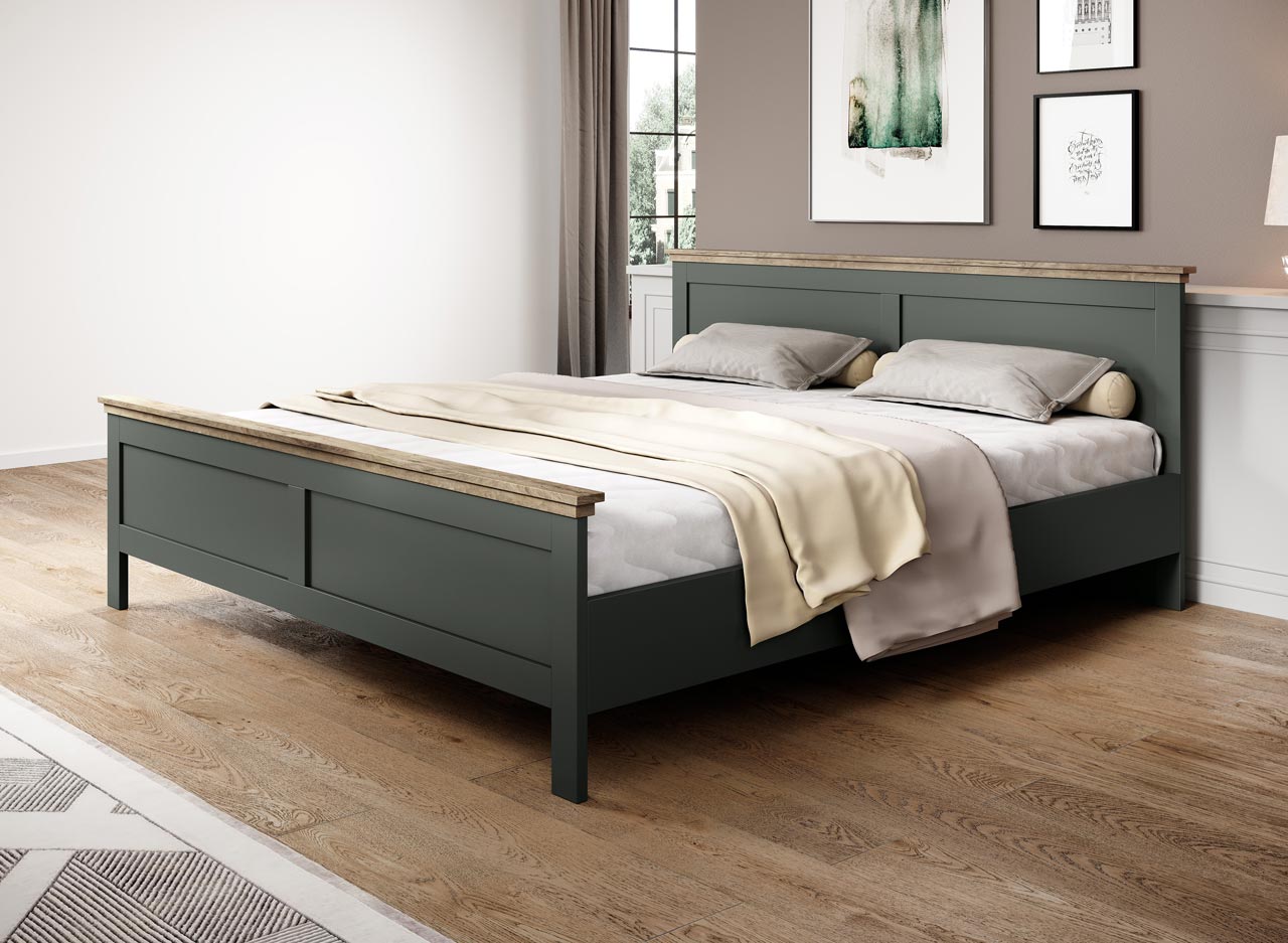 Bed 160x200 TEVORA EV31 green / lefkas oak