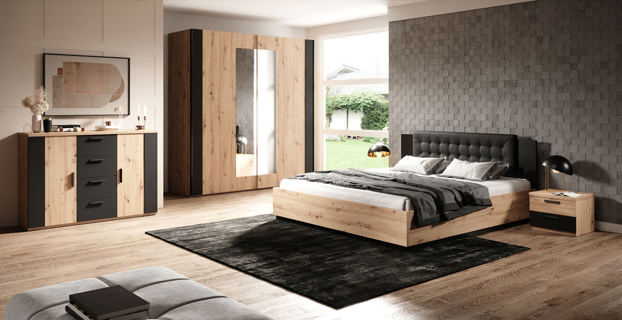 Bed 160x200 SIGMA SG31 artisan oak / black