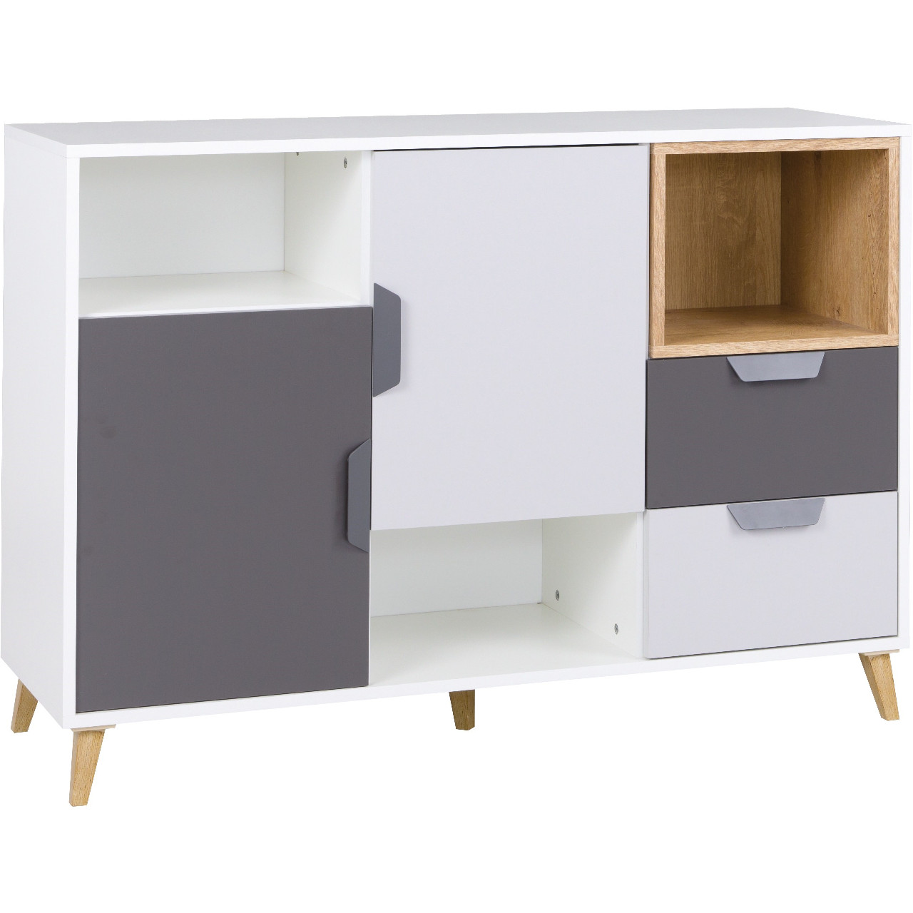 Storage cabinet JOKER JK07 white / graphite / grey