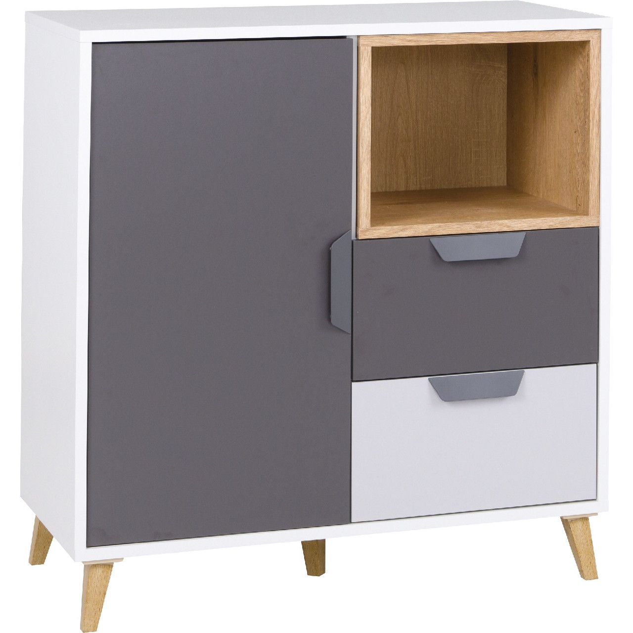 Storage cabinet JOKER JK09 white / graphite / grey