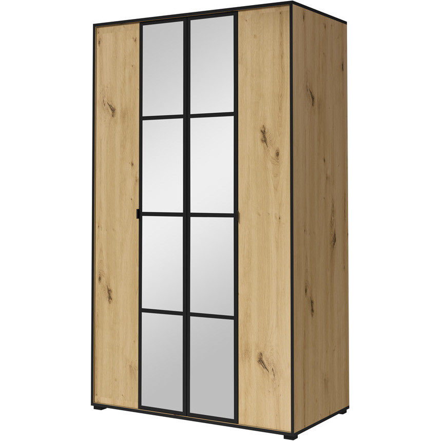 Sliding wardrobe with mirror OSLO I 120 artisan oak / black