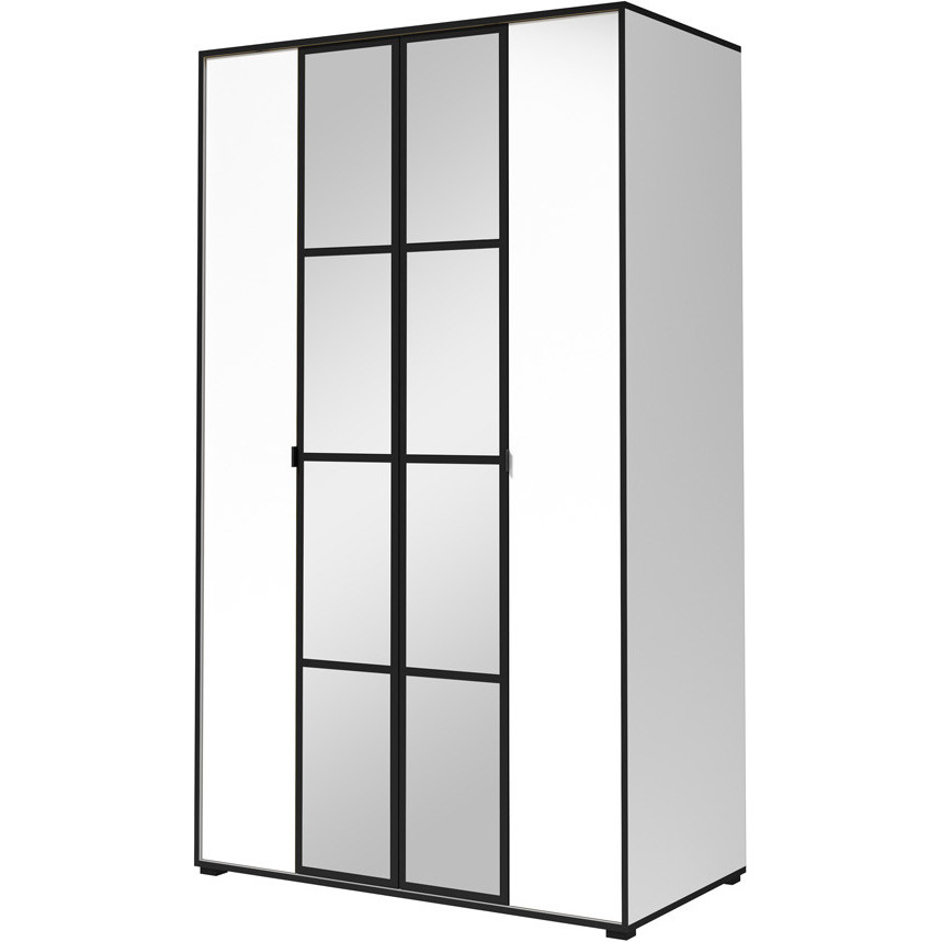 Sliding wardrobe with mirror OSLO I 120 white / black