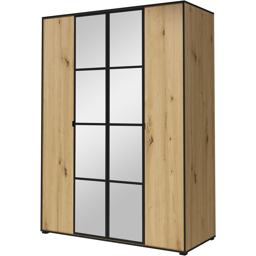 Sliding wardrobe with mirror OSLO I 150 artisan oak / black