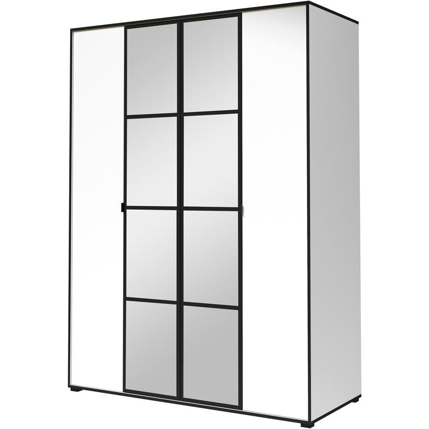 Sliding wardrobe with mirror OSLO I 150 white / black