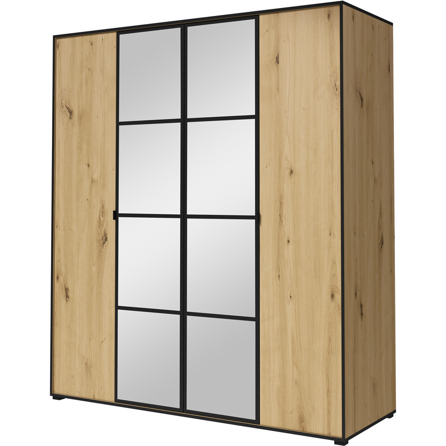Sliding wardrobe with mirror OSLO I 180 artisan oak / black