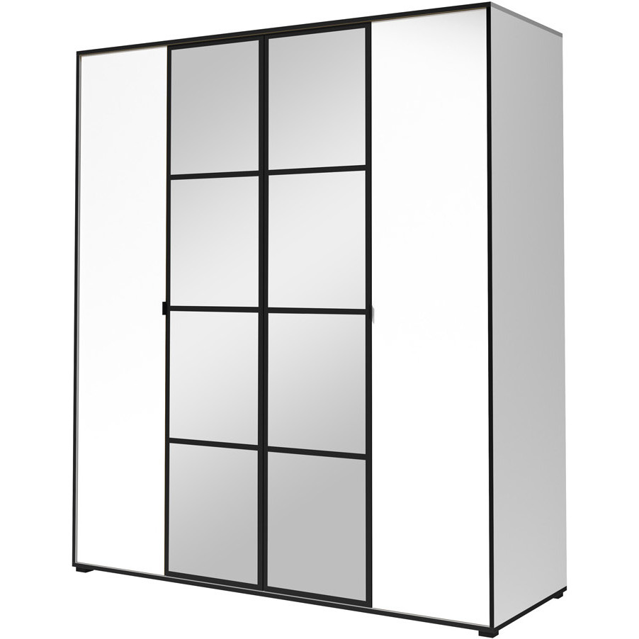 Sliding wardrobe with mirror OSLO I 180 white / black