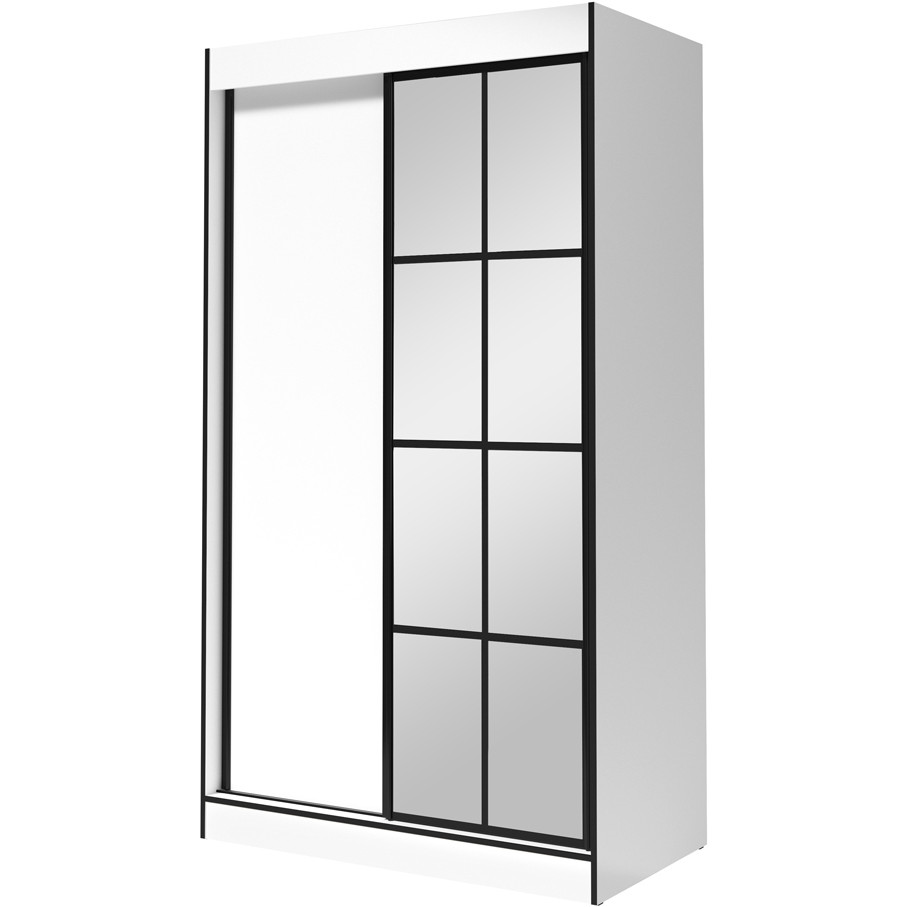 Sliding wardrobe with mirror OSLO II 120 white / black