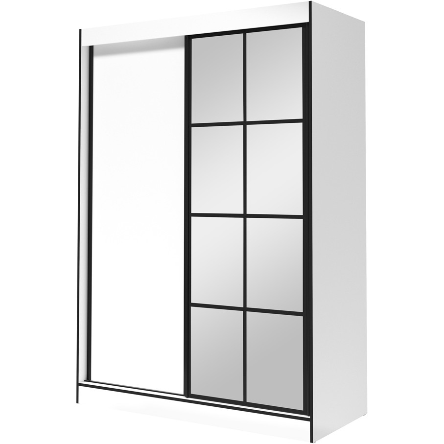 Sliding wardrobe with mirror OSLO II 150 white / black