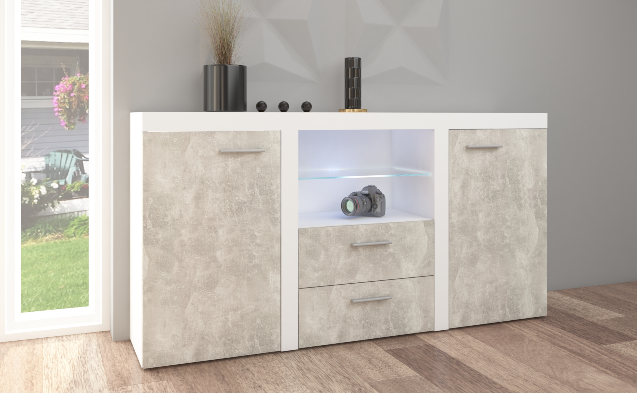 Storage cabinet RUMBA / RODOS 3D white / light concrete