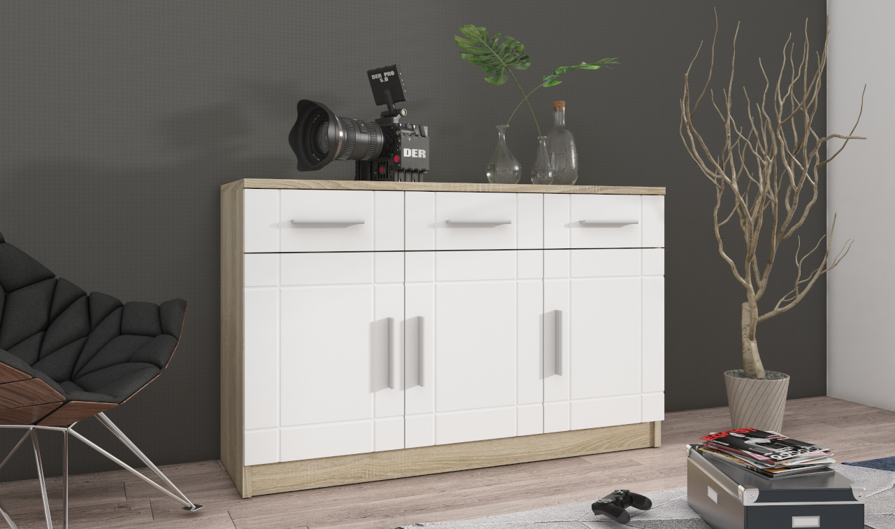 Storage cabinet PARIS 3D oak sonoma / white