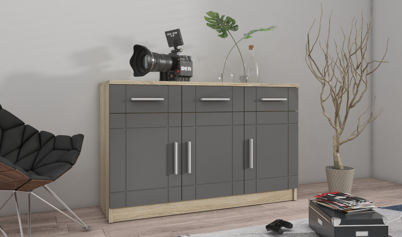 Storage cabinet PARIS 3D oak sonoma / graphite