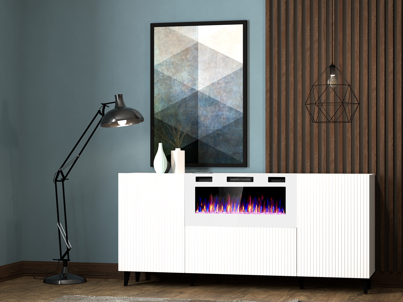 Electric fireplace white