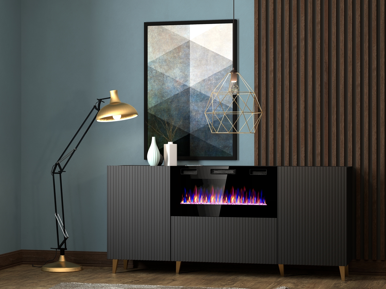 Electric fireplace black
