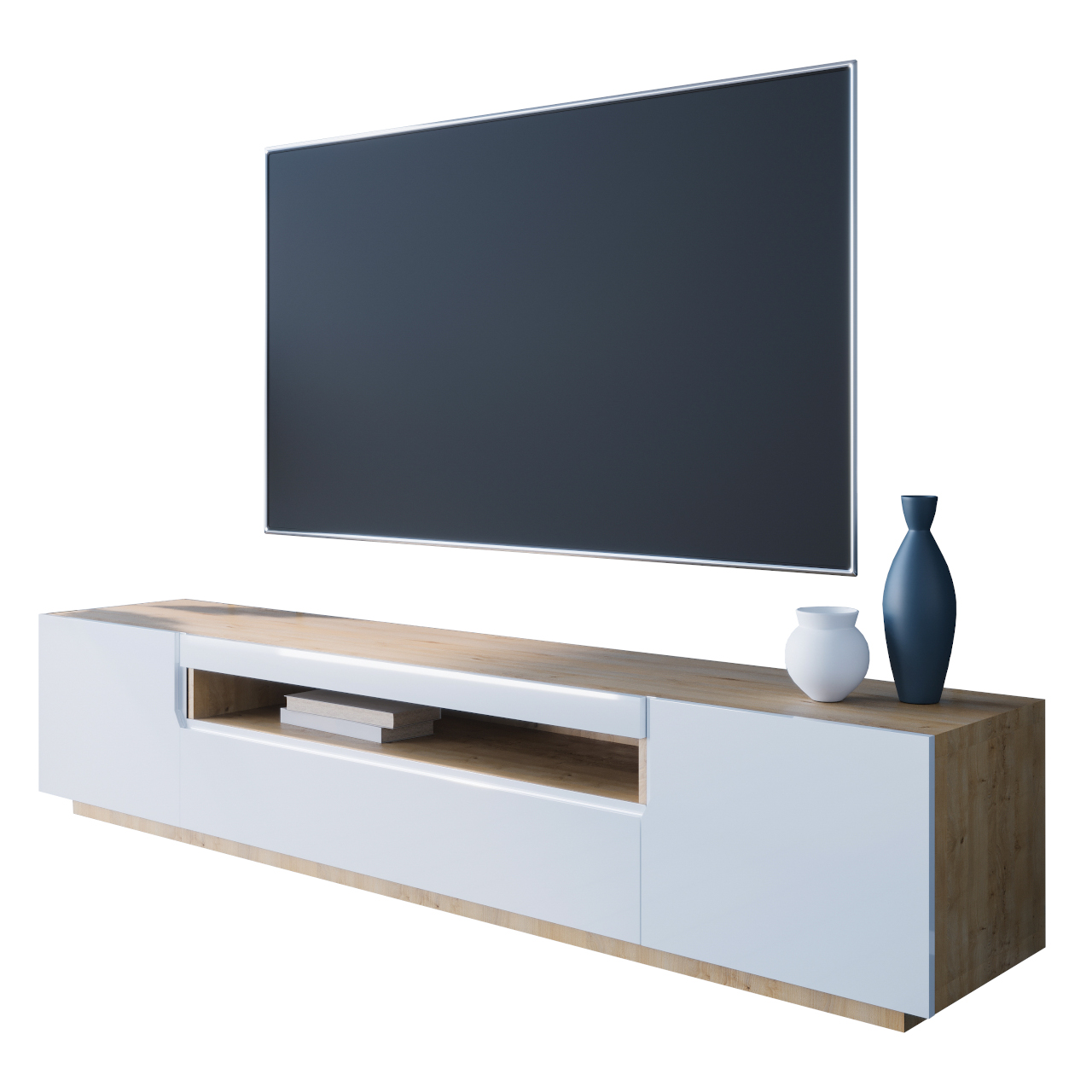 TV cabinet DONE 200 artisan oak / white gloss