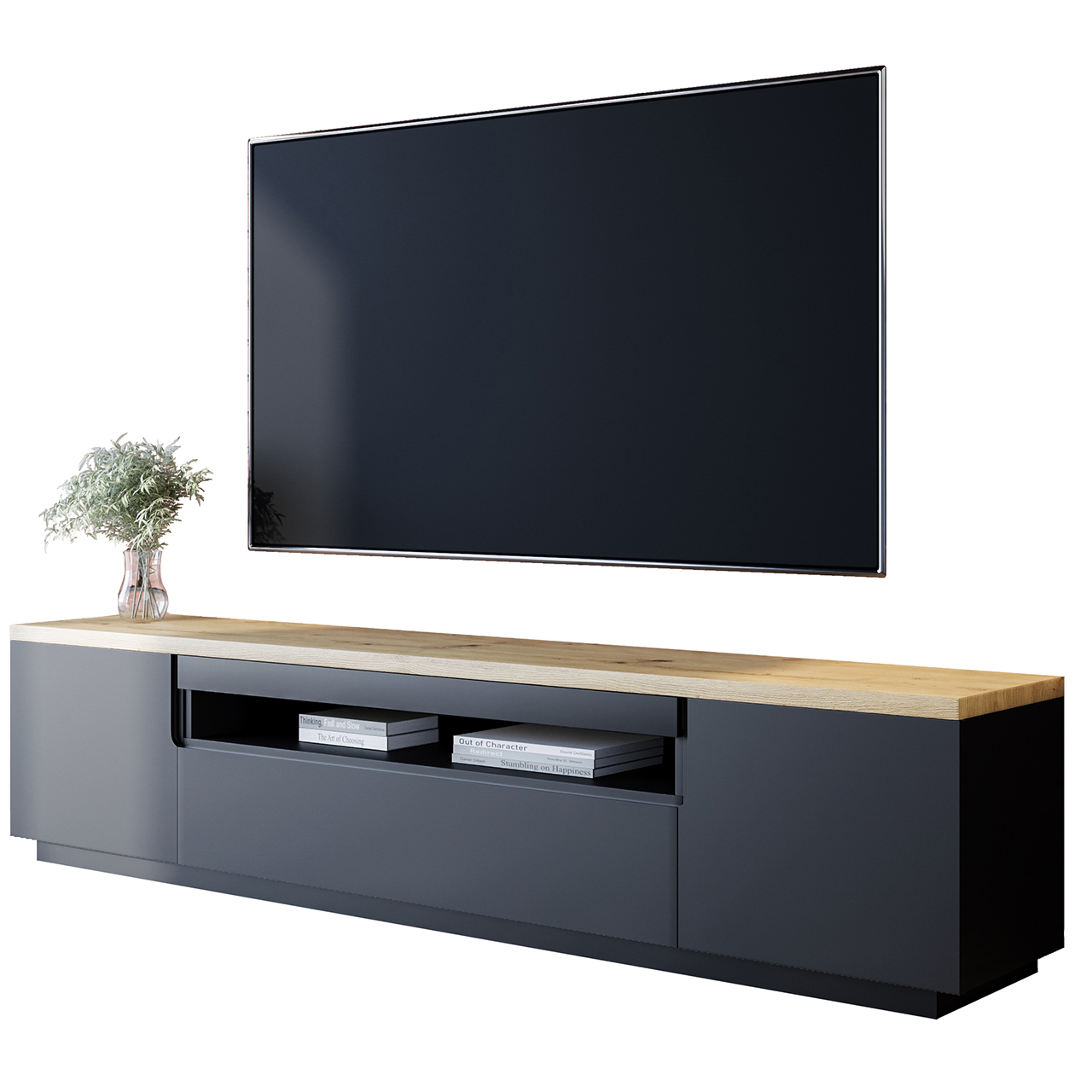 TV Cabinet ENO 200 black / artisan oak
