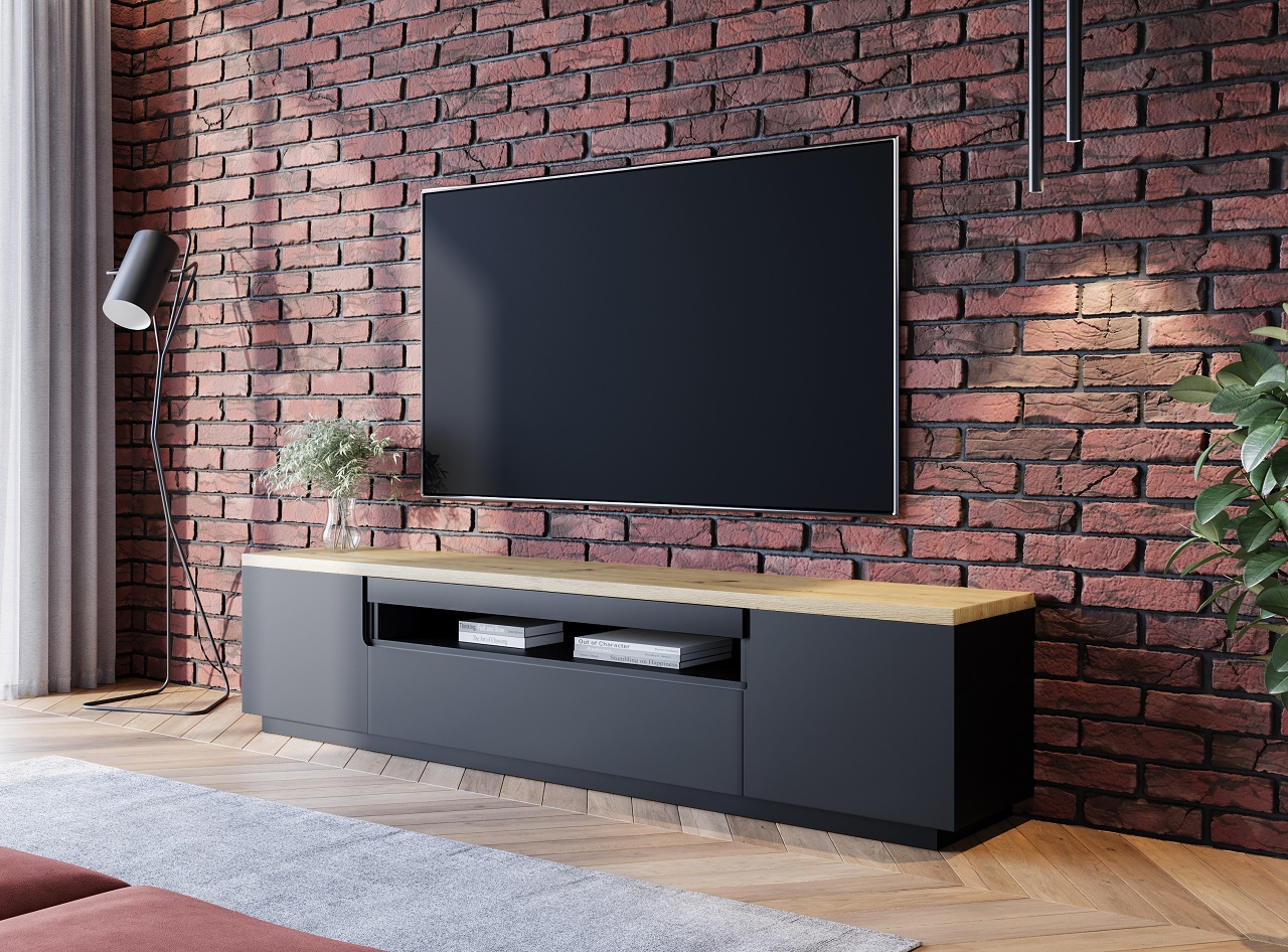 TV Cabinet ENO 200 black / artisan oak