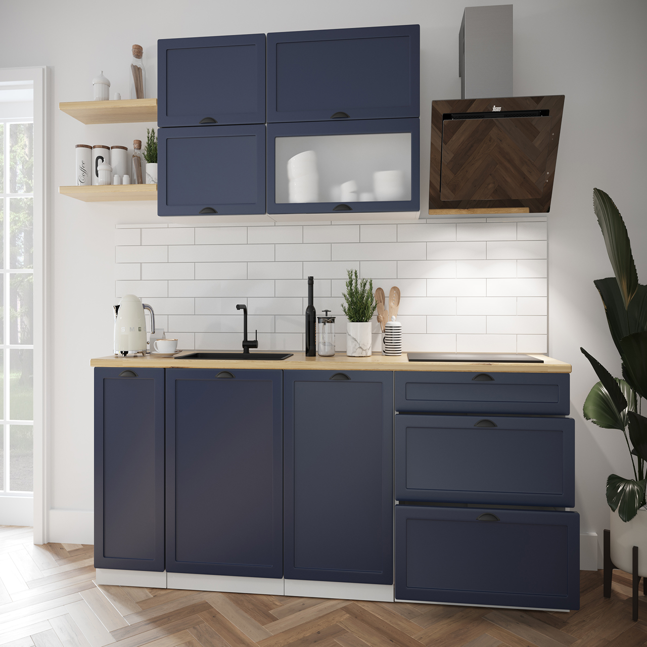 Kitchen Cabinets Set ADELE 2 navy blue matt